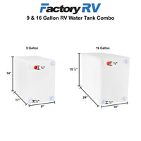 RV 9 & 16 Gallon Water Tank Combo | NSF Certified and BPA Free