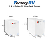 RV 9 & 16 Gallon Water Tank Combo | NSF Certified and BPA Free