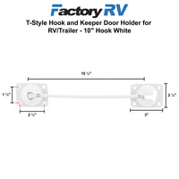 T-Style Hook and Keeper Door Holder for RV / Trailer | 10" Hook | White