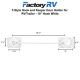 T-Style Hook and Keeper Door Holder for RV / Trailer | 10" Hook | White
