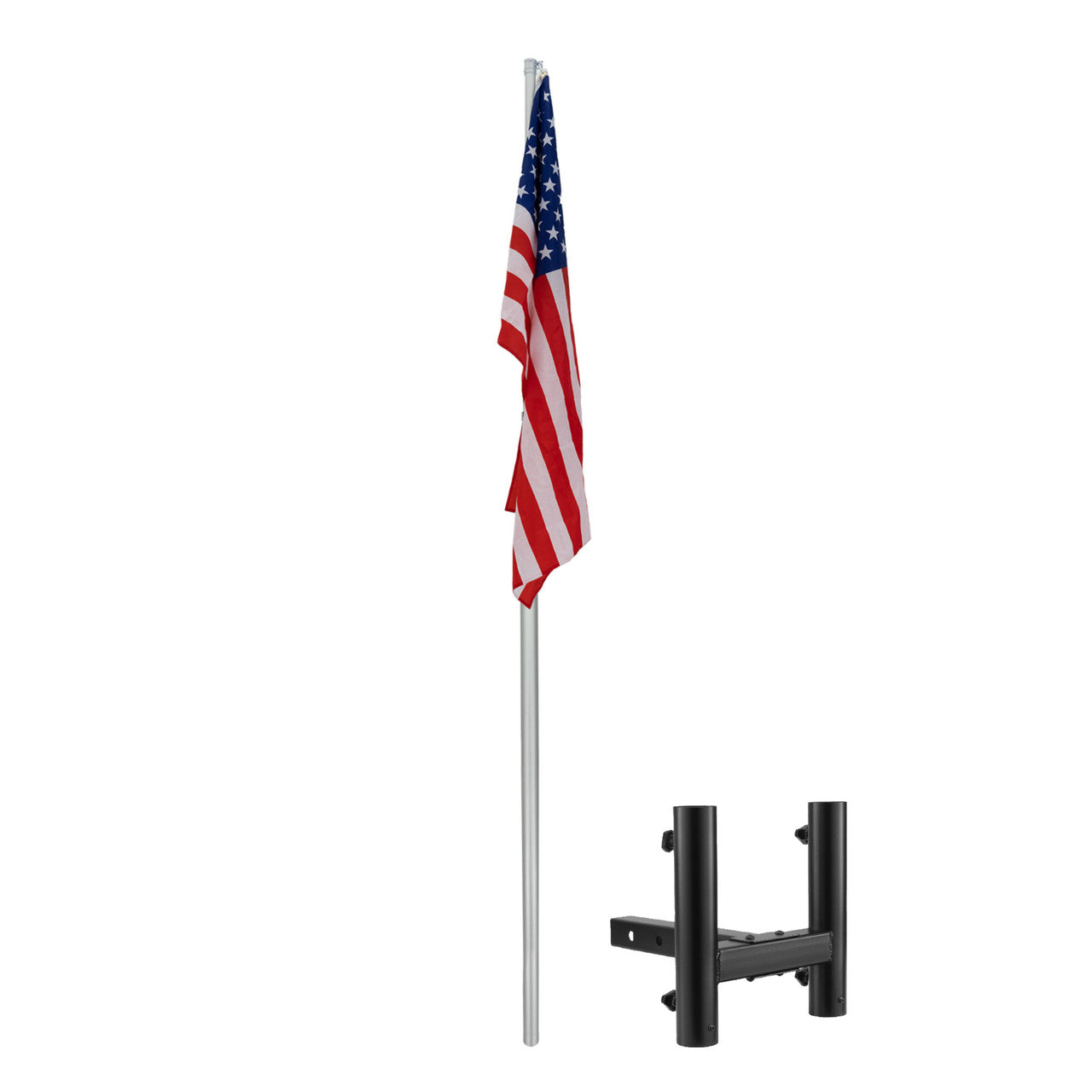 Trailer Hitch Dual Flag Pole Mount | Fits 2" Receiver