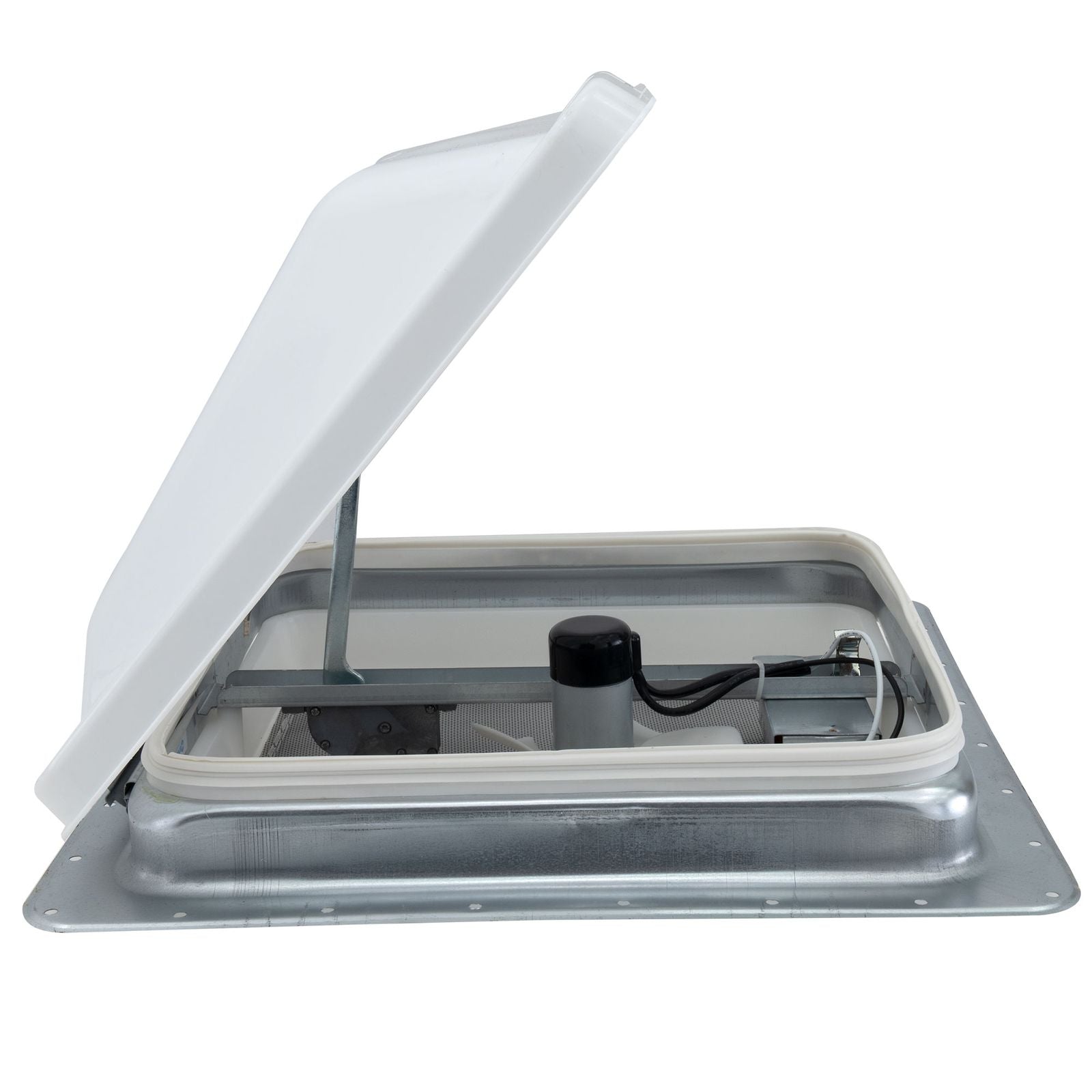 Heng's RV Roof Vent | 14" Powered 12V | White Wedge Style Lid