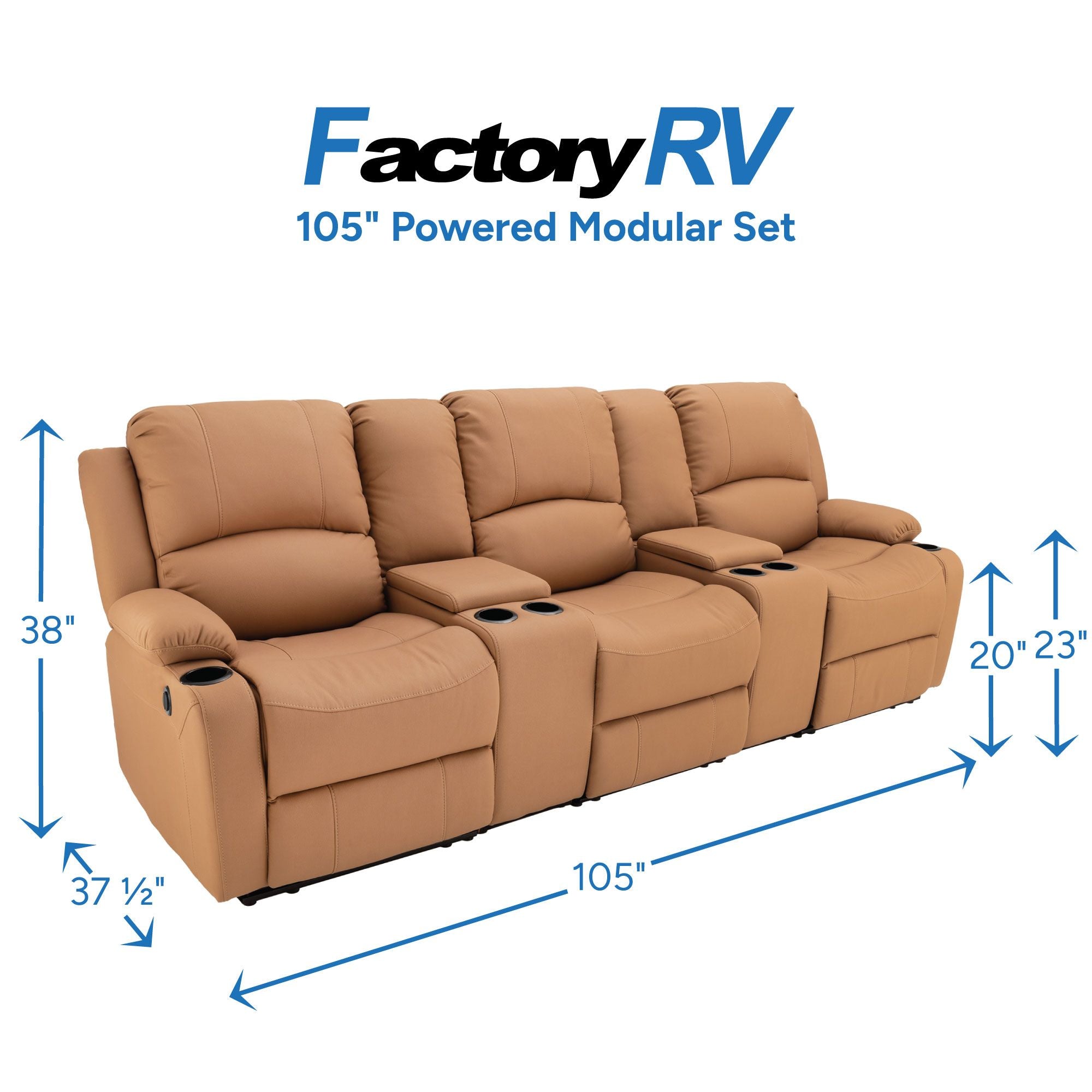 RV Wall Hugger Sofa 105" Powered Reclining Theater Seats