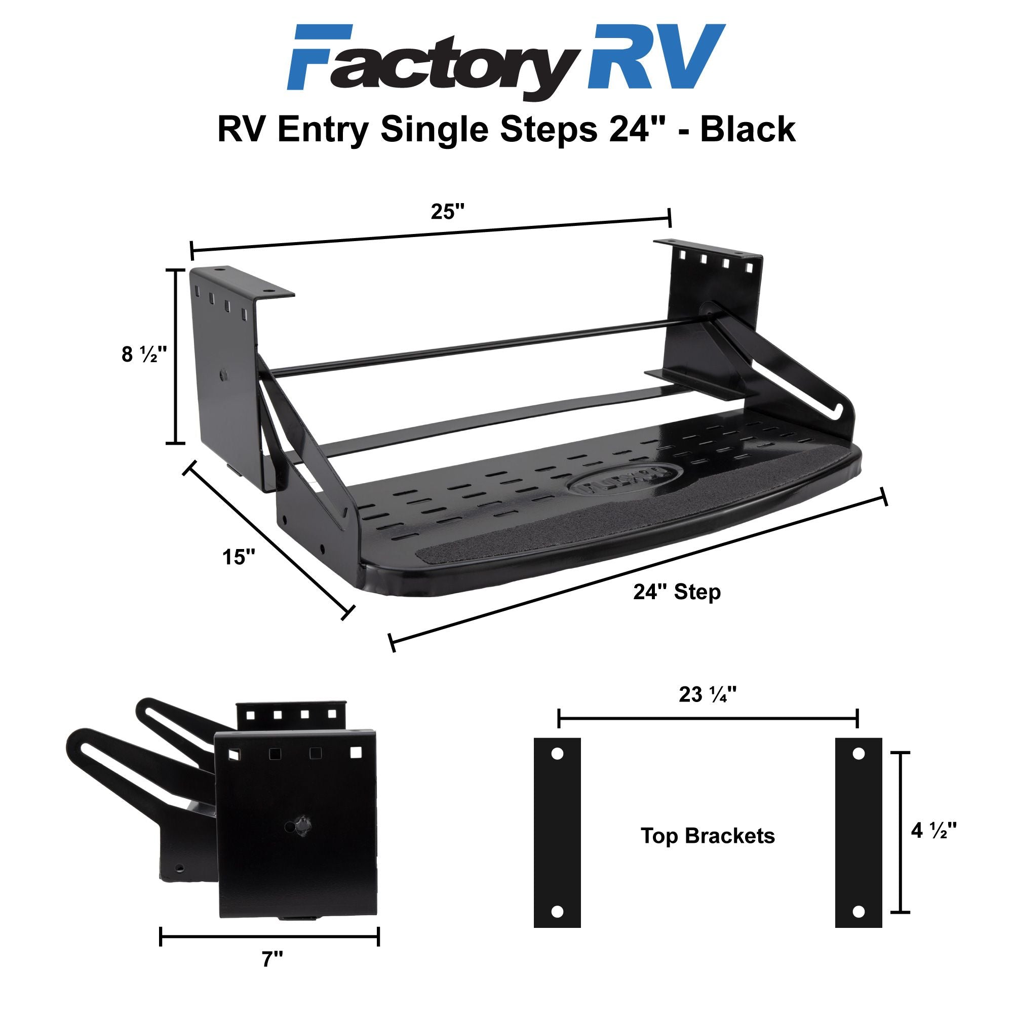 RV Steps | Entry Stairs | Single | 24" | Black