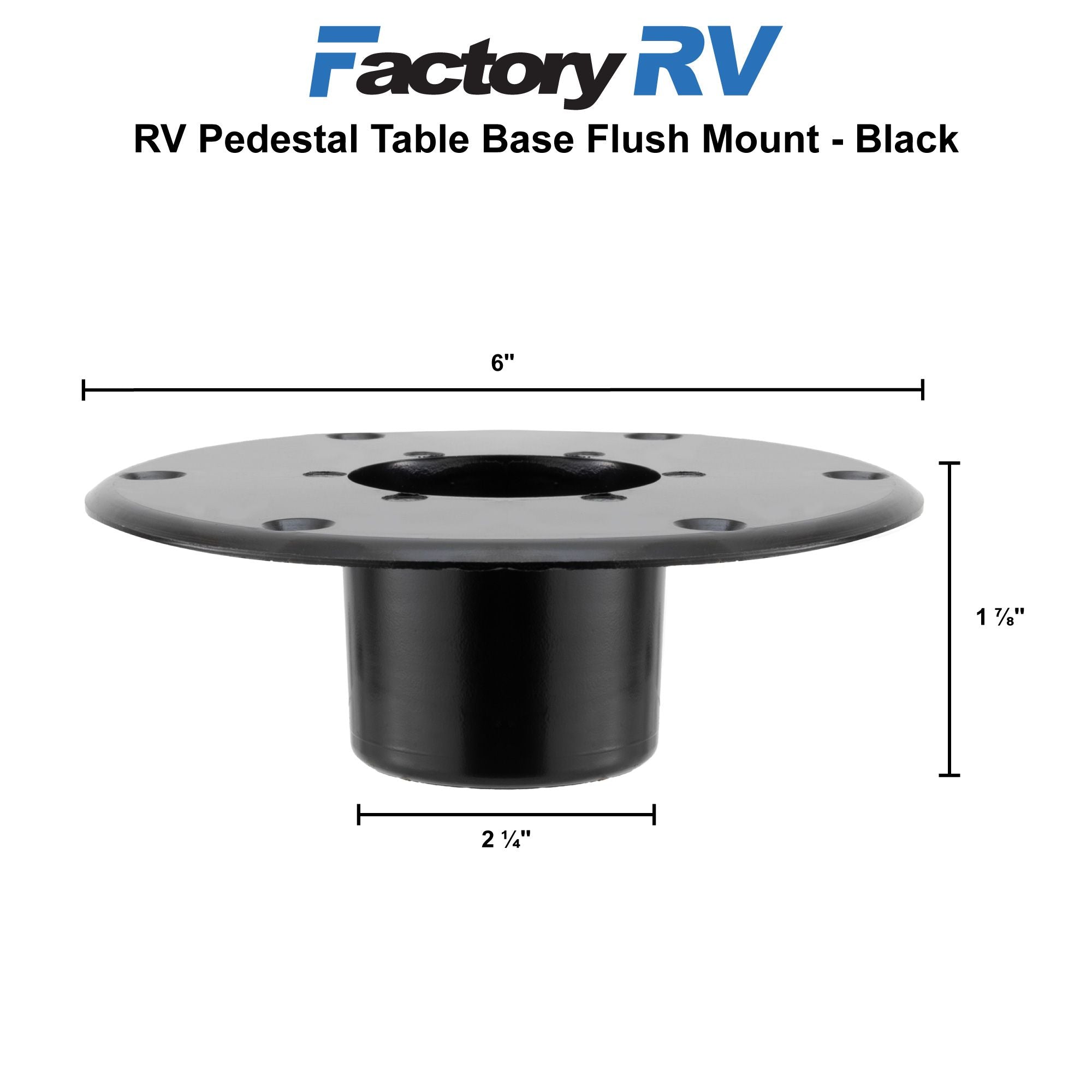 Heng's RV Table Pedestal Base Flush Mount | Metal | Black and Chrome