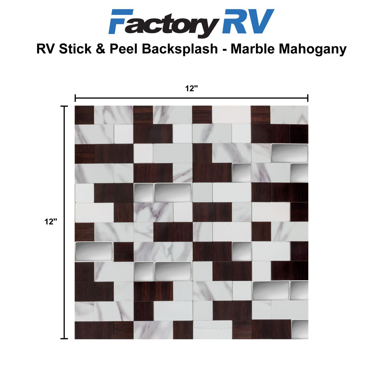 12"x12" Marble Mahogany RV Backsplash | Peel & Stick Tile