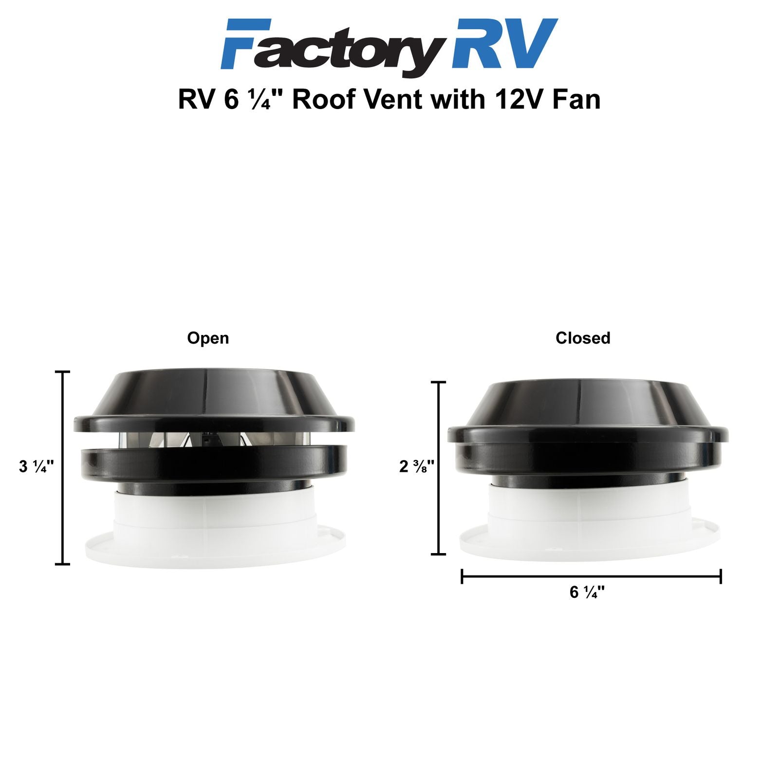 Ventline RV Roof Ventilation | RV Vent with Fan | 12V Fan | 6 ¼"