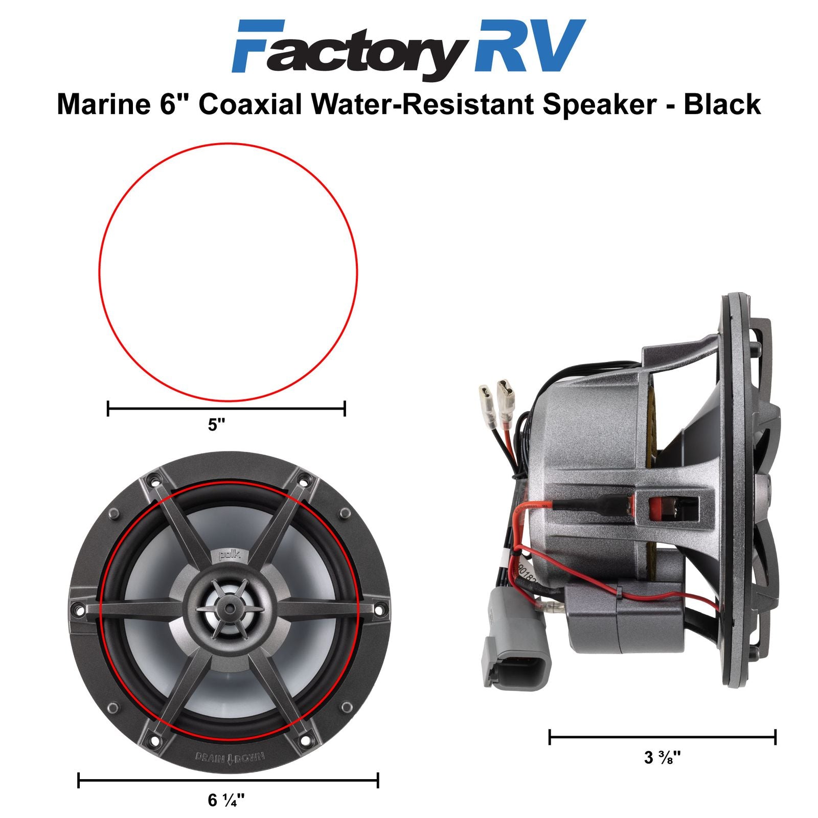 Marine Speaker 6" Coaxial Indoor/Outdoor | Water-Resistant | RGB LED Lighting