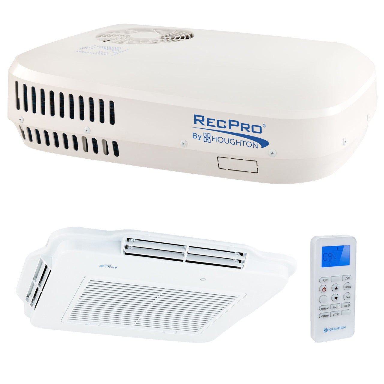 RecPro RV 48V 9.5K Air Conditioner with Heat Pump | Non-Ducted | Low Profile | Remote