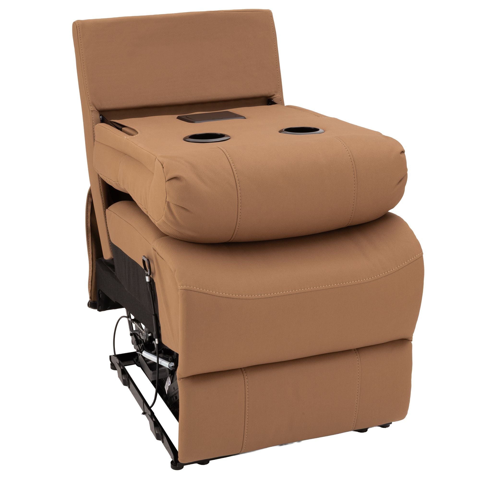 RV Sofa 22" Fold Down Center Console with Cupholders and USB-A and USB-C Outlets