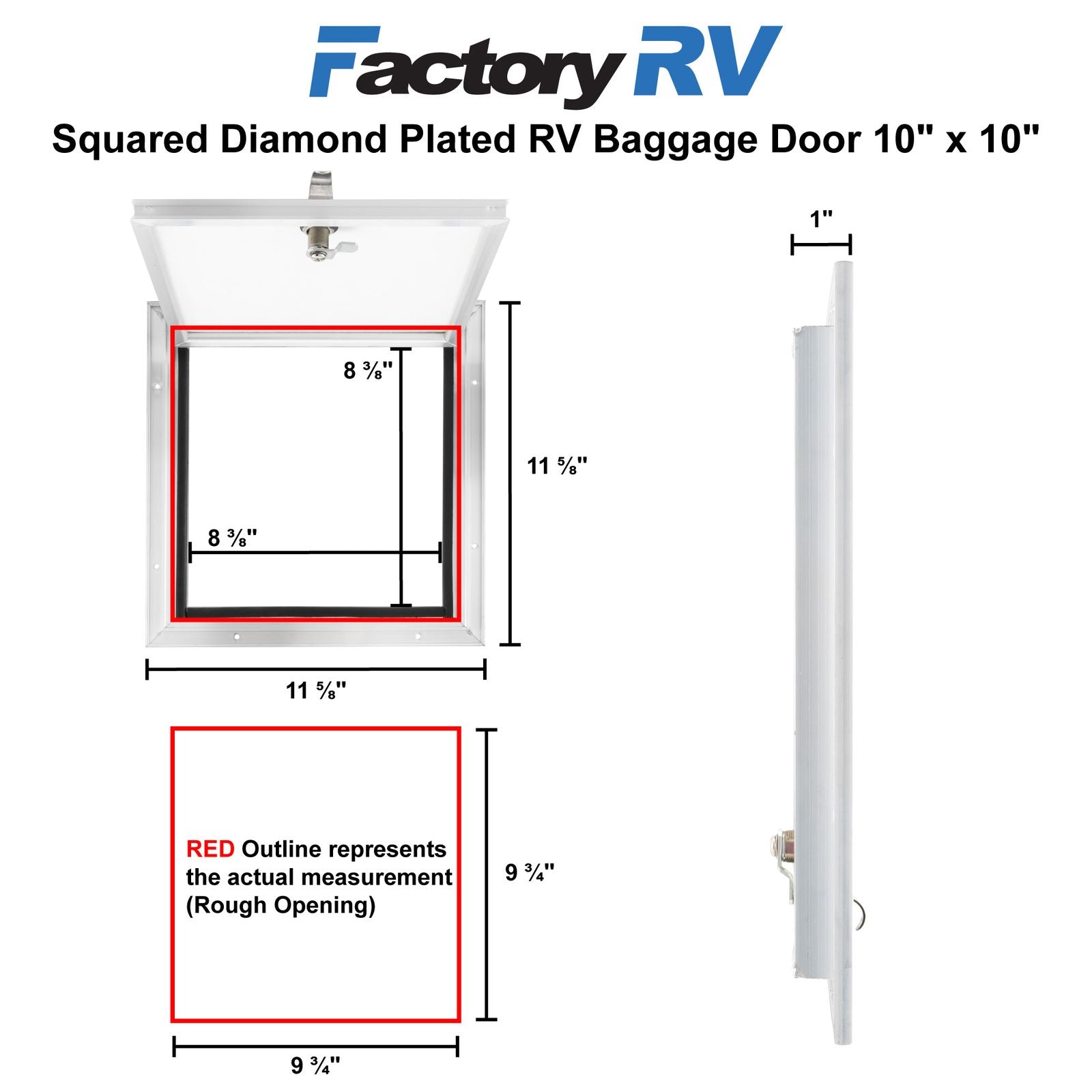 RV Compartment Door | Square Diamond Plated | 10" X 10"