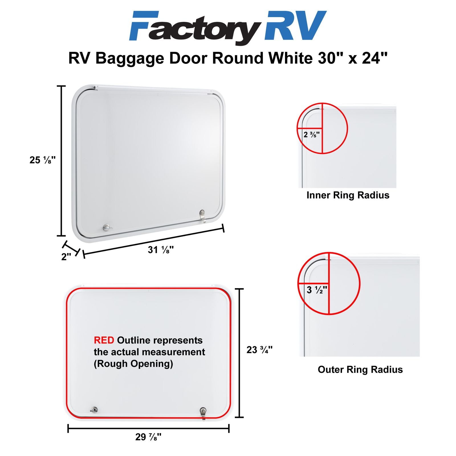RV Compartment Door | Round | White | 30" X 24"