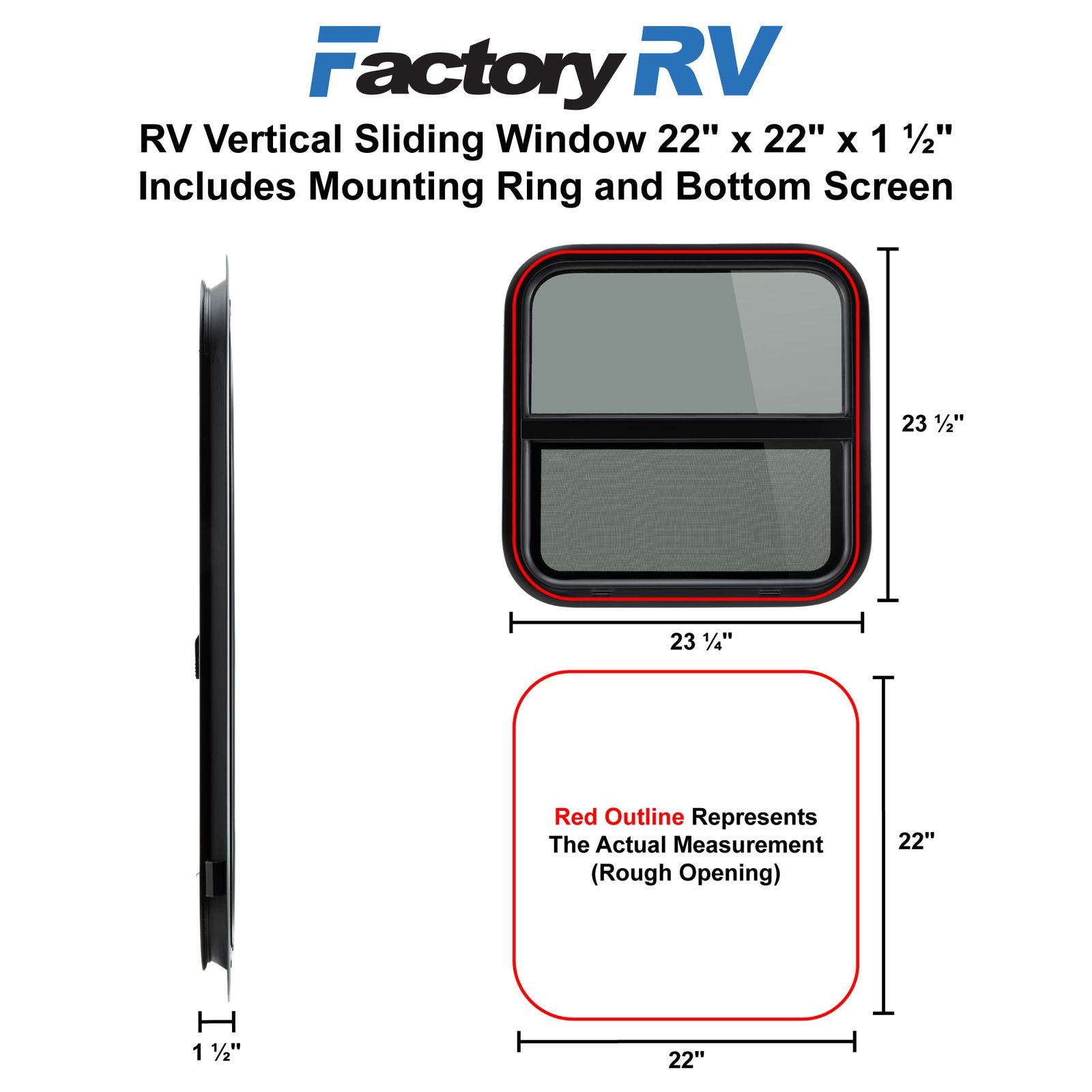 RV Window | Teardrop | 22" x 22" x 1  ½"