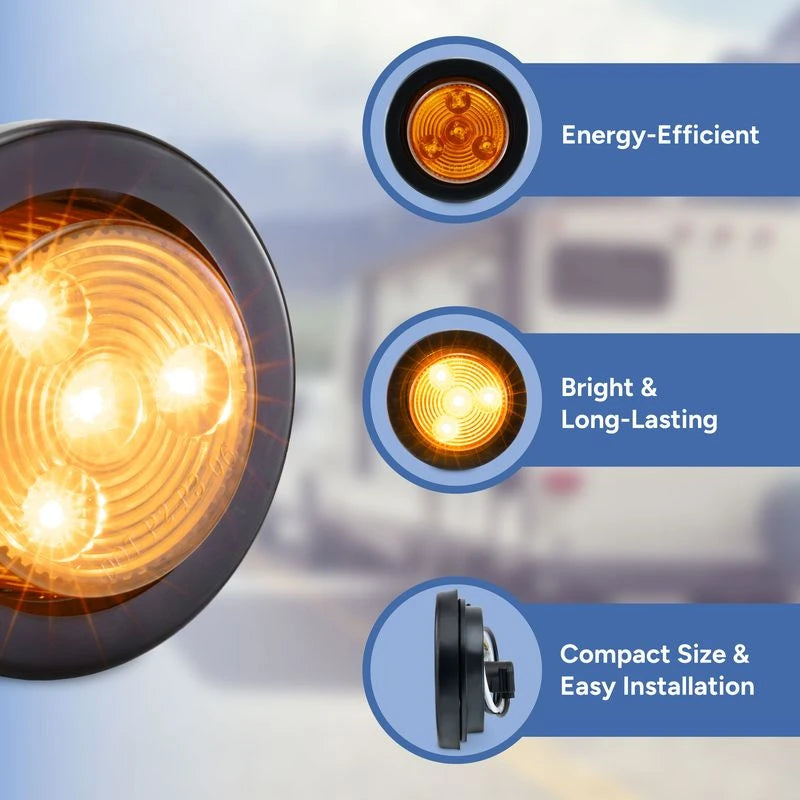 2" Amber/Amber Round Exterior LED Trailer Marker Lights