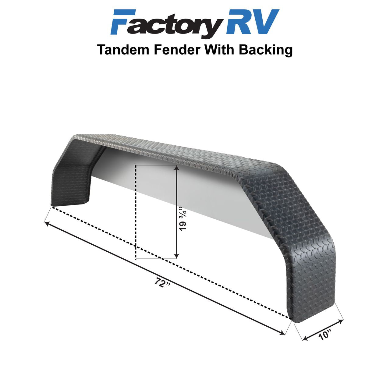 Tandem Trailer Fender 10x72x19 ¾ | Steel Diamond Plate