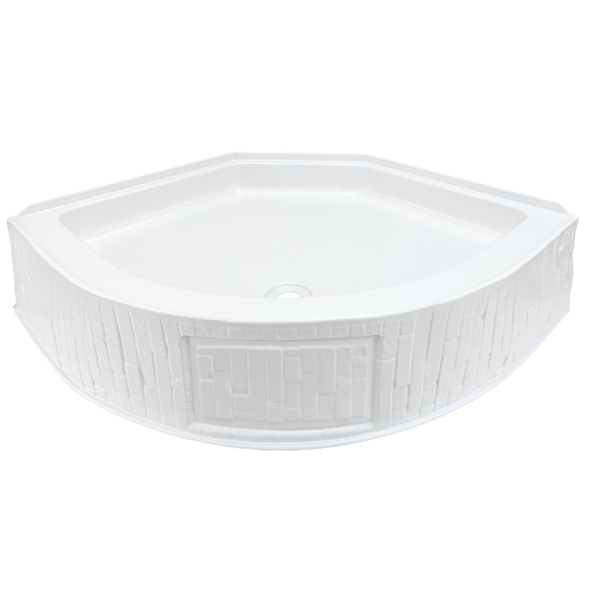 RV Shower Pan Corner Drain 32 ¾" x 32 ¾" x 9 ½" | White
