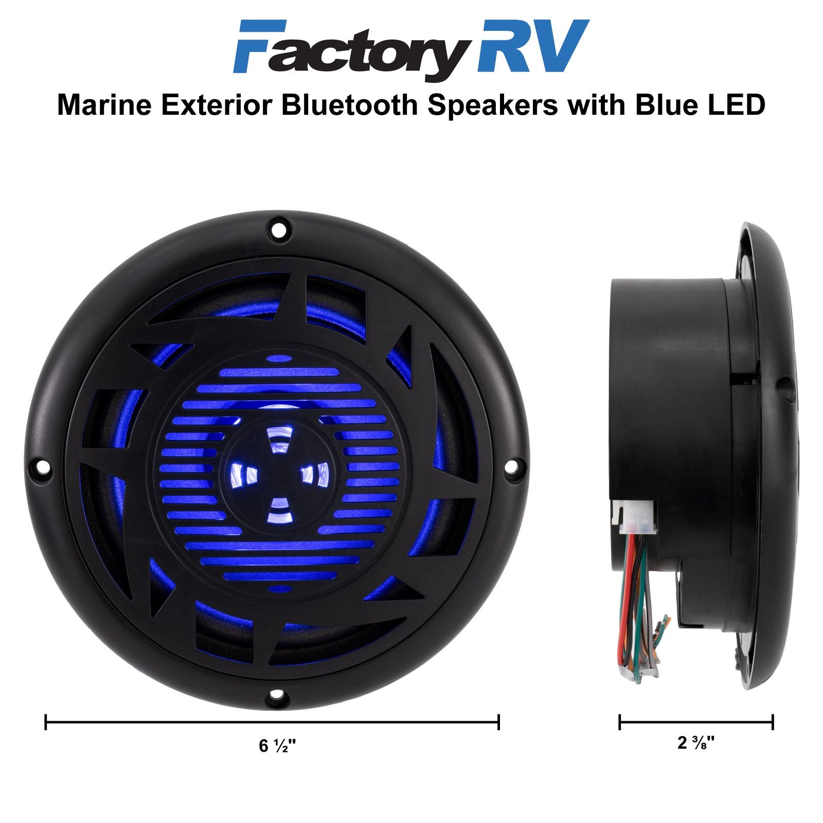 Marine Speakers Exterior Bluetooth | Blue LED | Pair