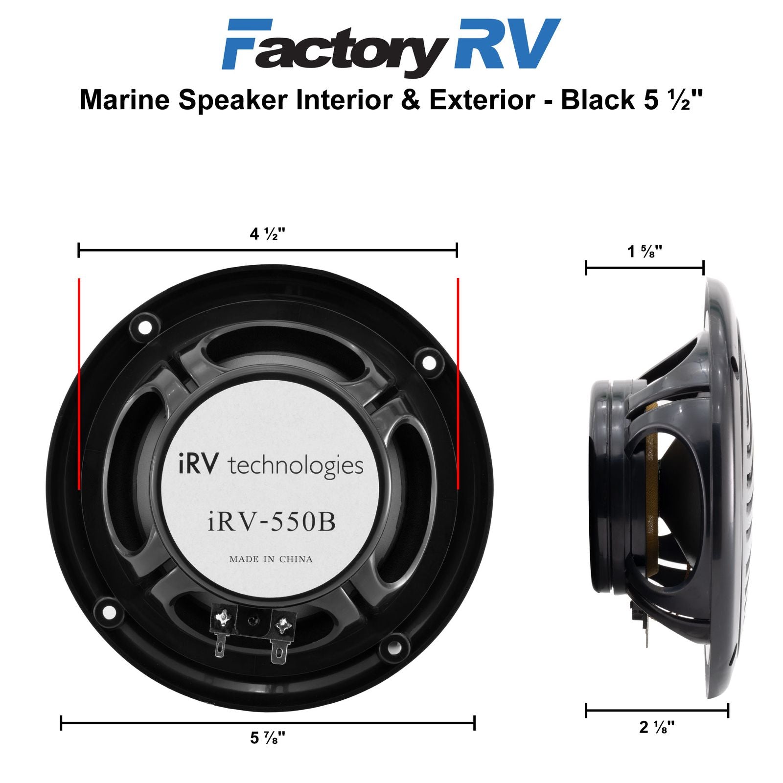 Marine Speaker 5.5" Interior & Exterior | Black