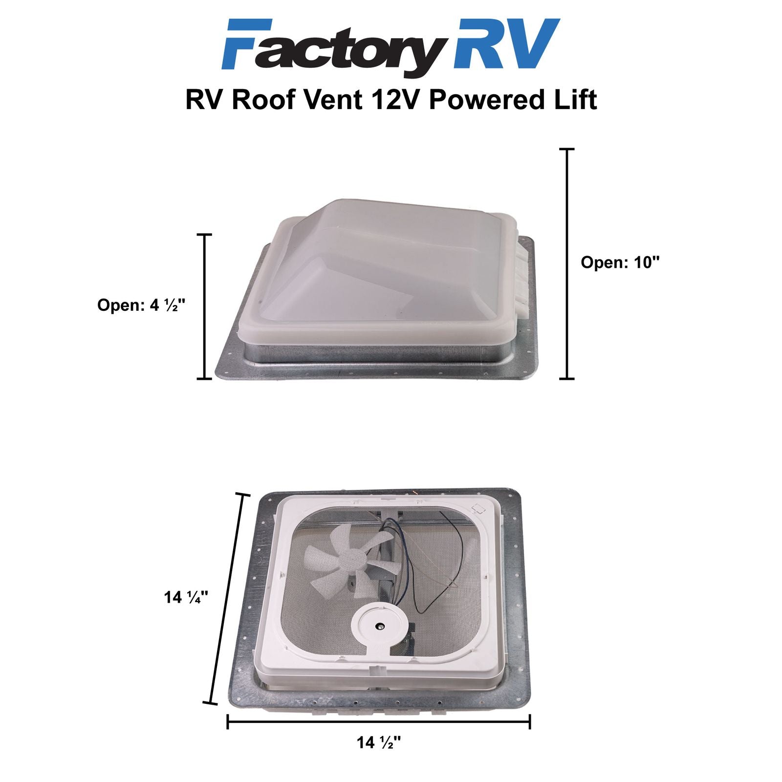 Ventline RV Roof Vent Fan | 12V Powered Lift | White