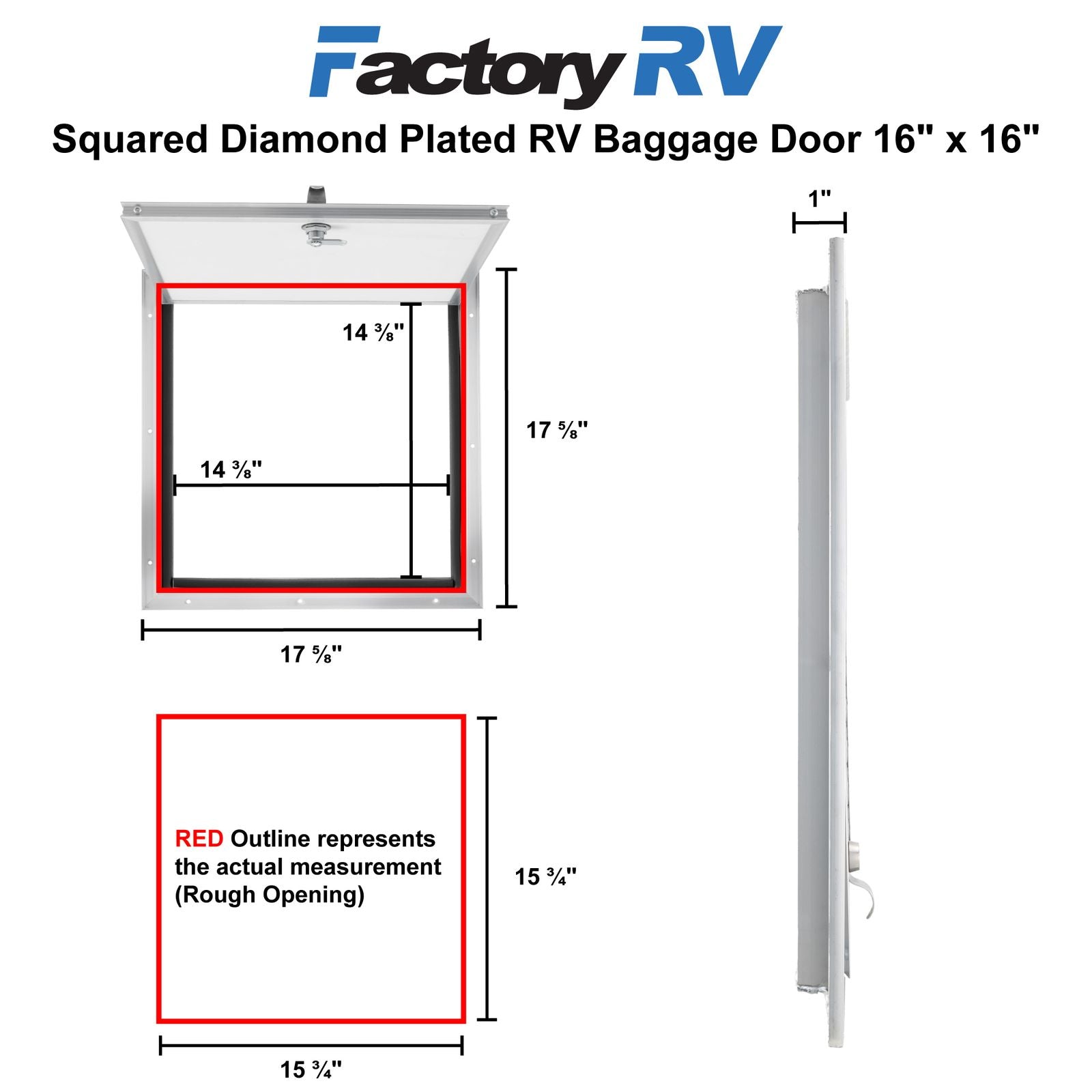 RV Baggage Door | Square  Diamond Plated | 16" X 16"