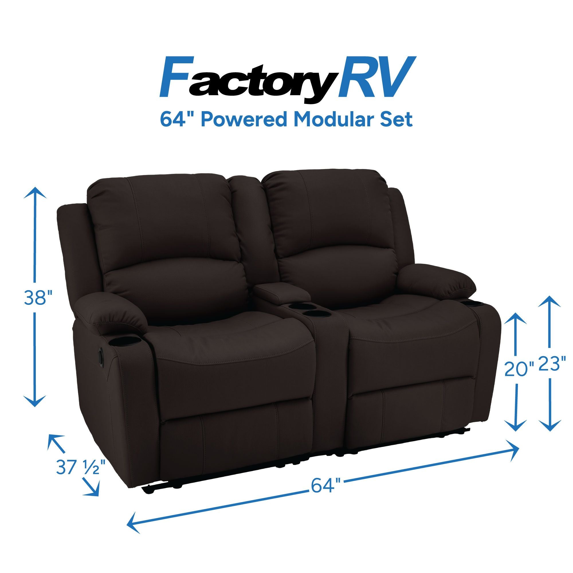 RV Wall Hugger Sofa 64" Powered Reclining Theater Seats