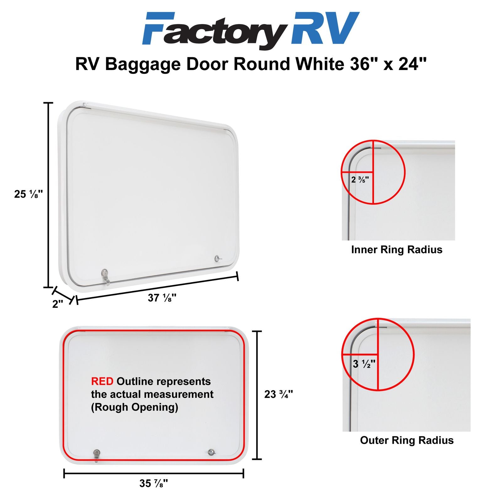 RV Compartment Door | Round | White | 36" X 24"