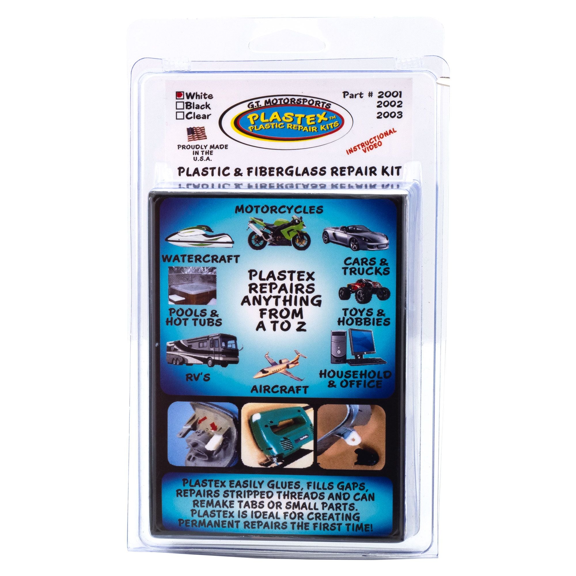 RV Plastic Repair Kit for Fender Skirts, Tubs and more | Clear, White, and Black