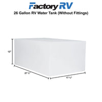 RV 26 Gallon Water Tank 27 ¾" x 17 ¾" x 12" | Elkhart Plastics EPI 0129W (without fittings)