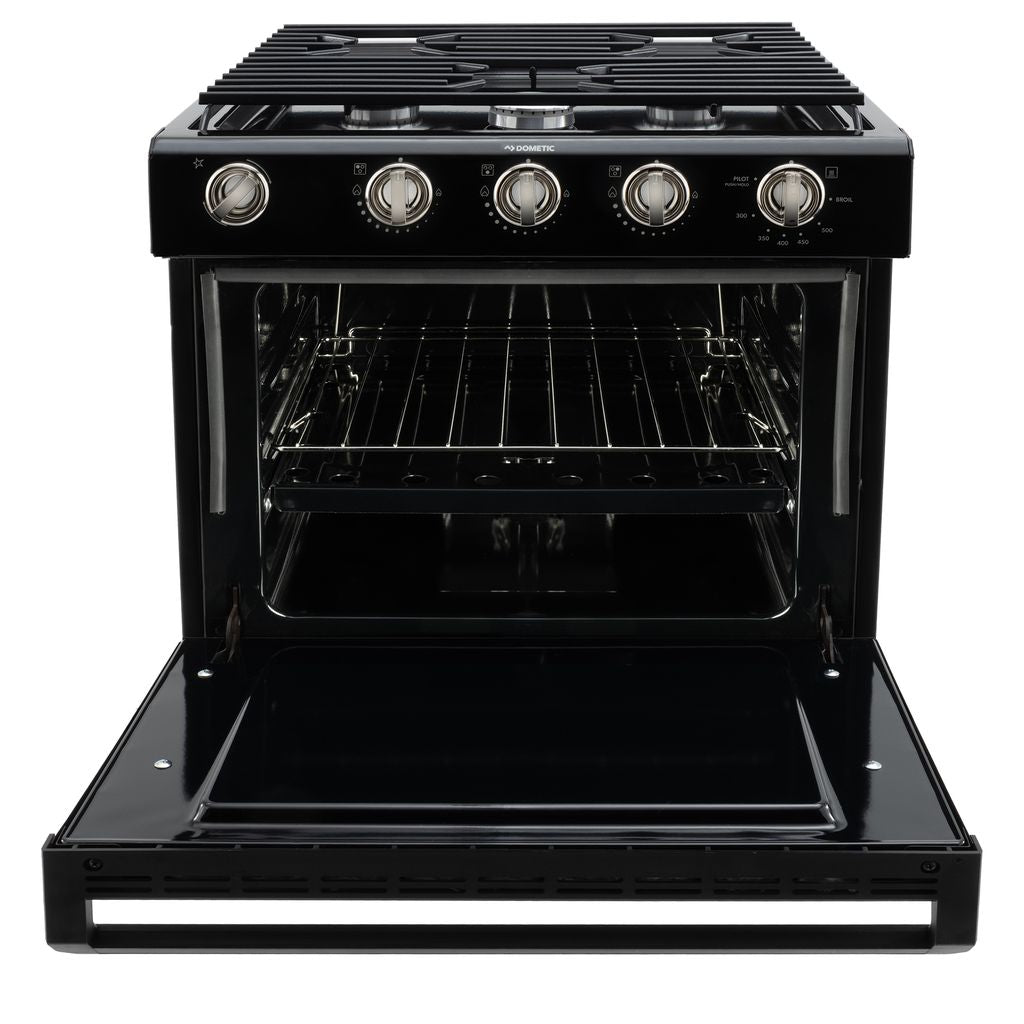 Dometic RV Oven 3-Burner Stove with Range 17" Tall | Black