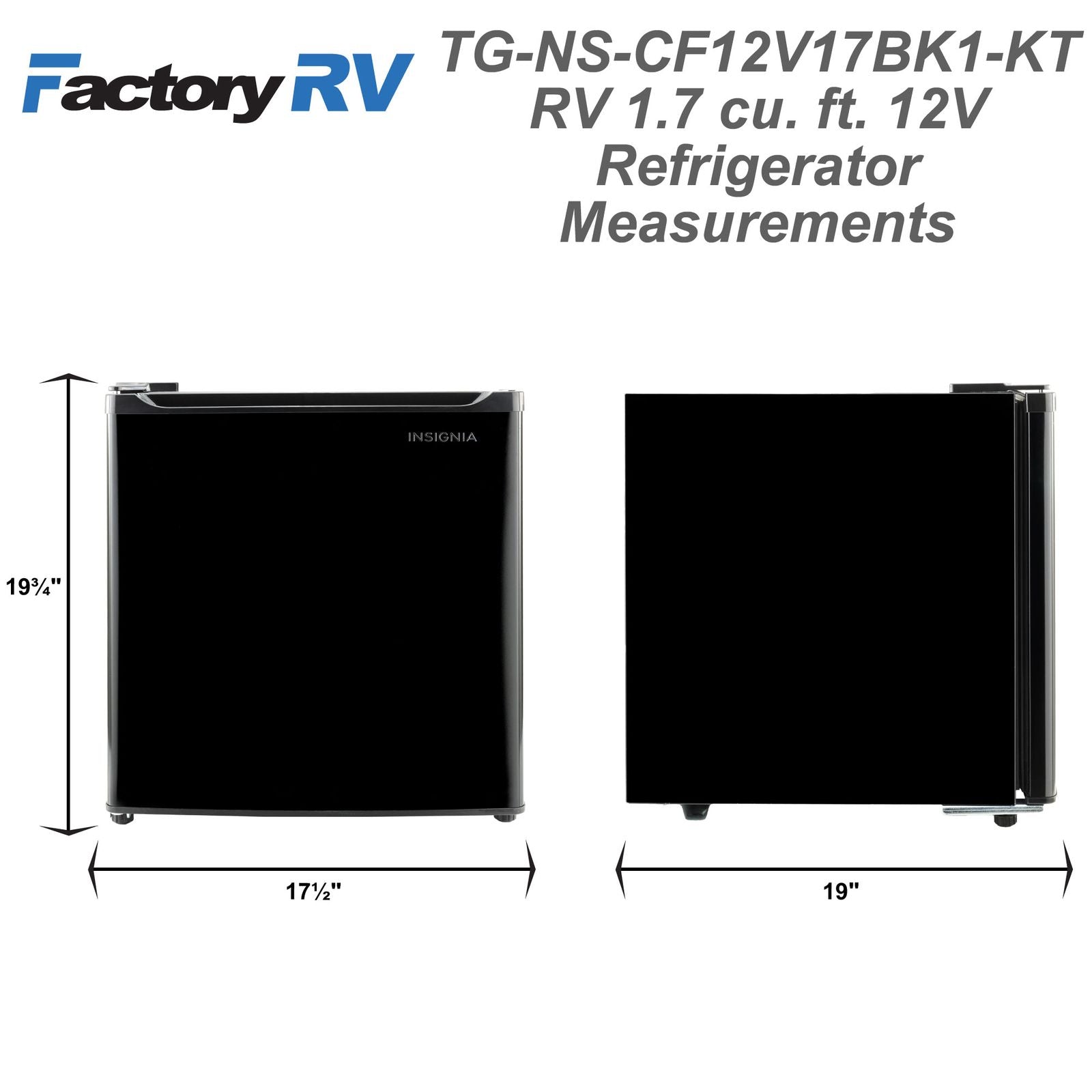 RV Refrigerator | 12 V | 1.7 Cubic Feet | Black