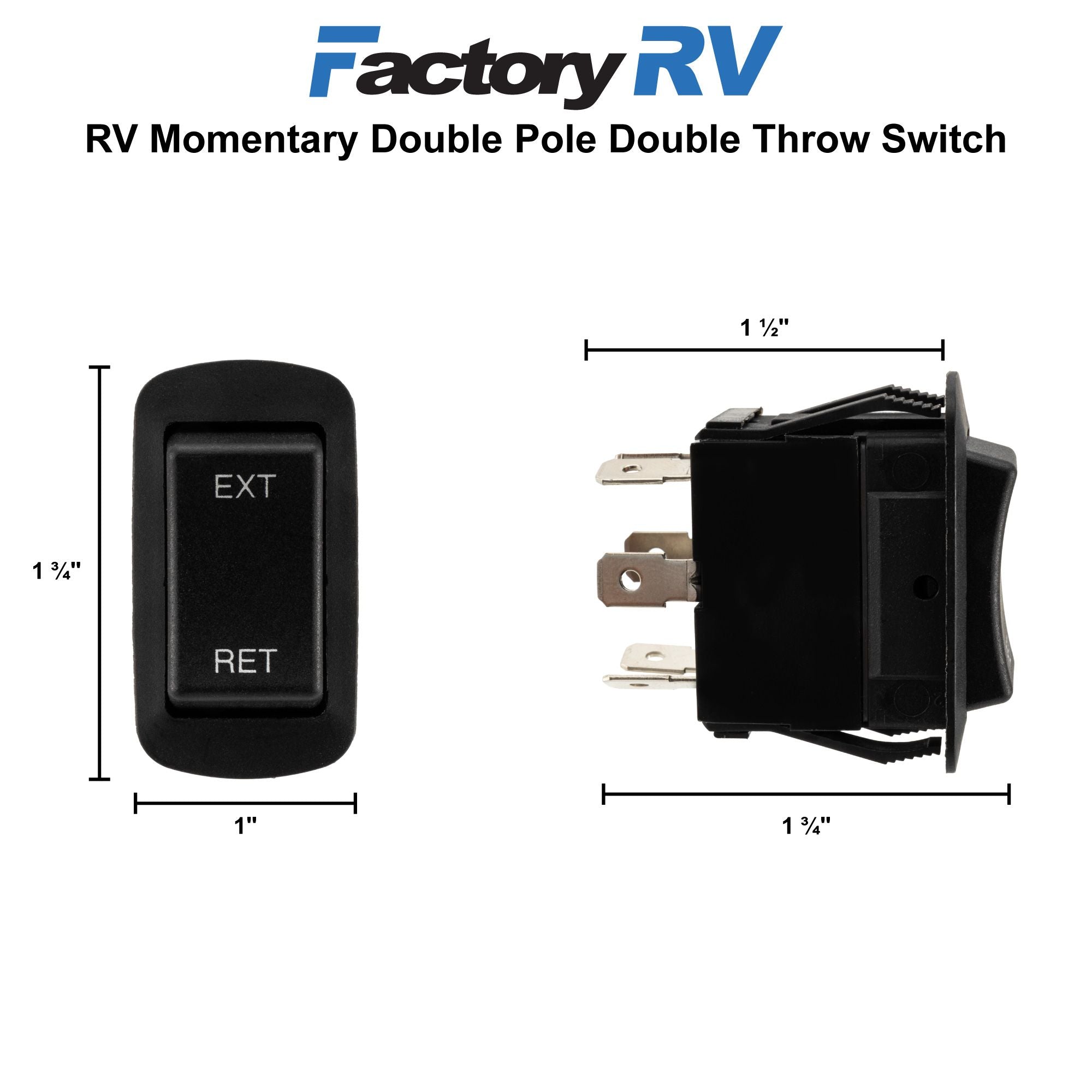 RV Momentary Rocker Switch | DPDT | For Jacks & Awnings