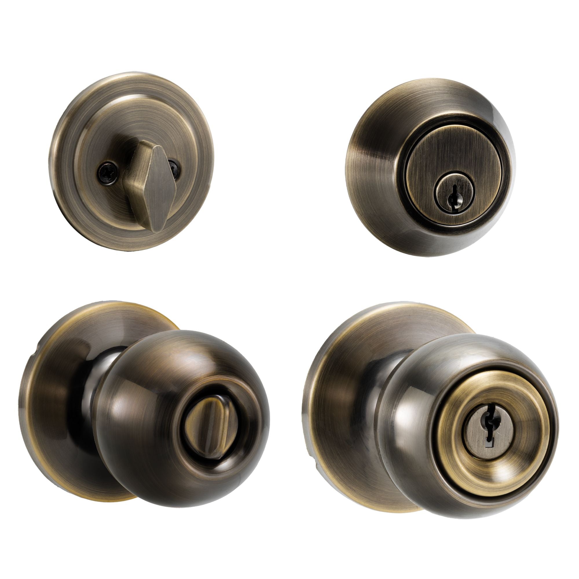 Ultra Security Entry Lock Set - Antique Brass | P/N 83478
