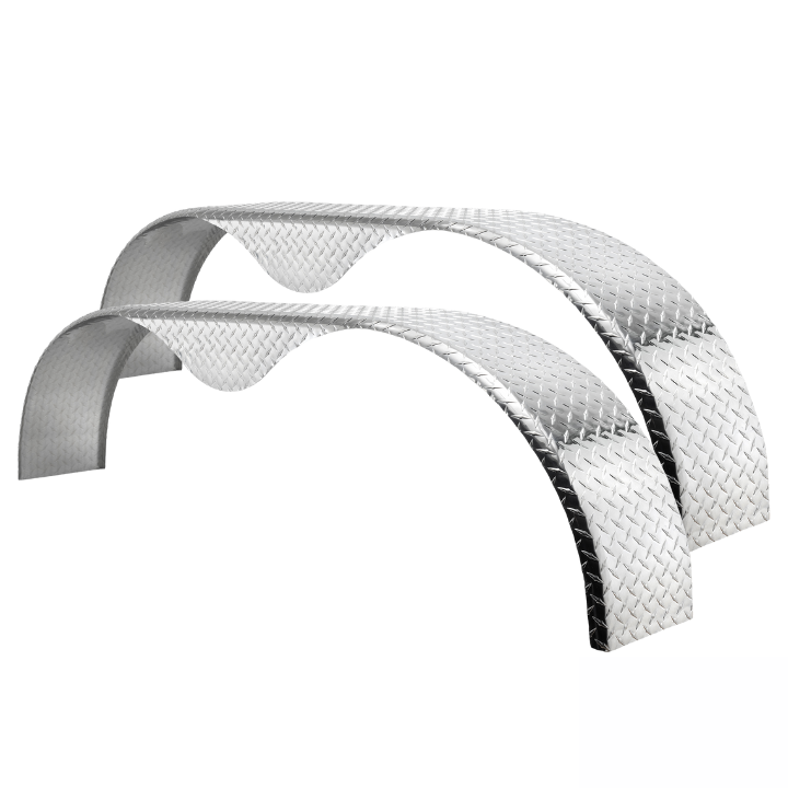 Tandem Trailer Fender 9x72x20 | Aluminum Diamond Plate Teardrop