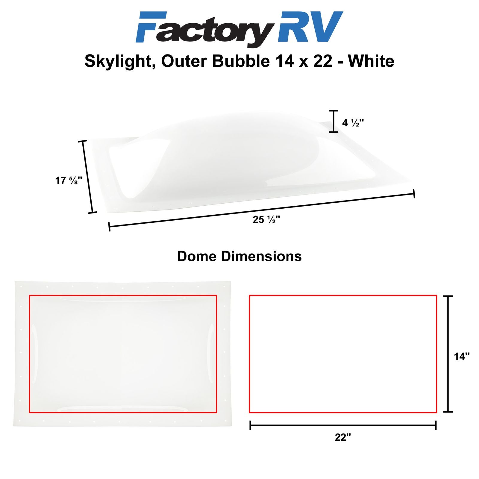 RV 14" x 22" Skylight | Outer Bubble White