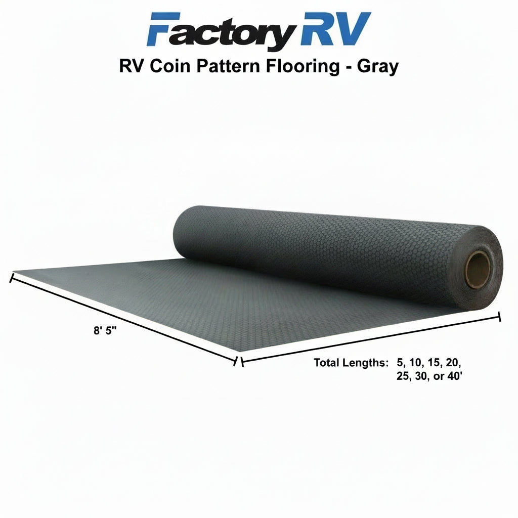 RV Flooring 8' 6" Wide | Coin Pattern | Gray