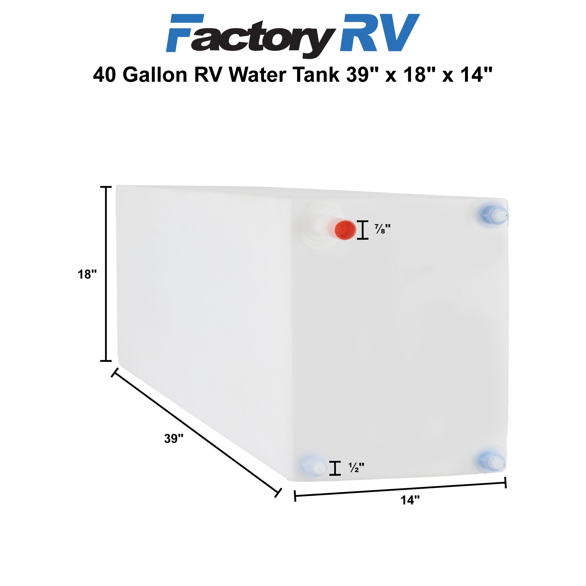 RV Fresh Water Tank 40 Gallon | 39" x 18" x 14" | NSF Certified and BPA Free