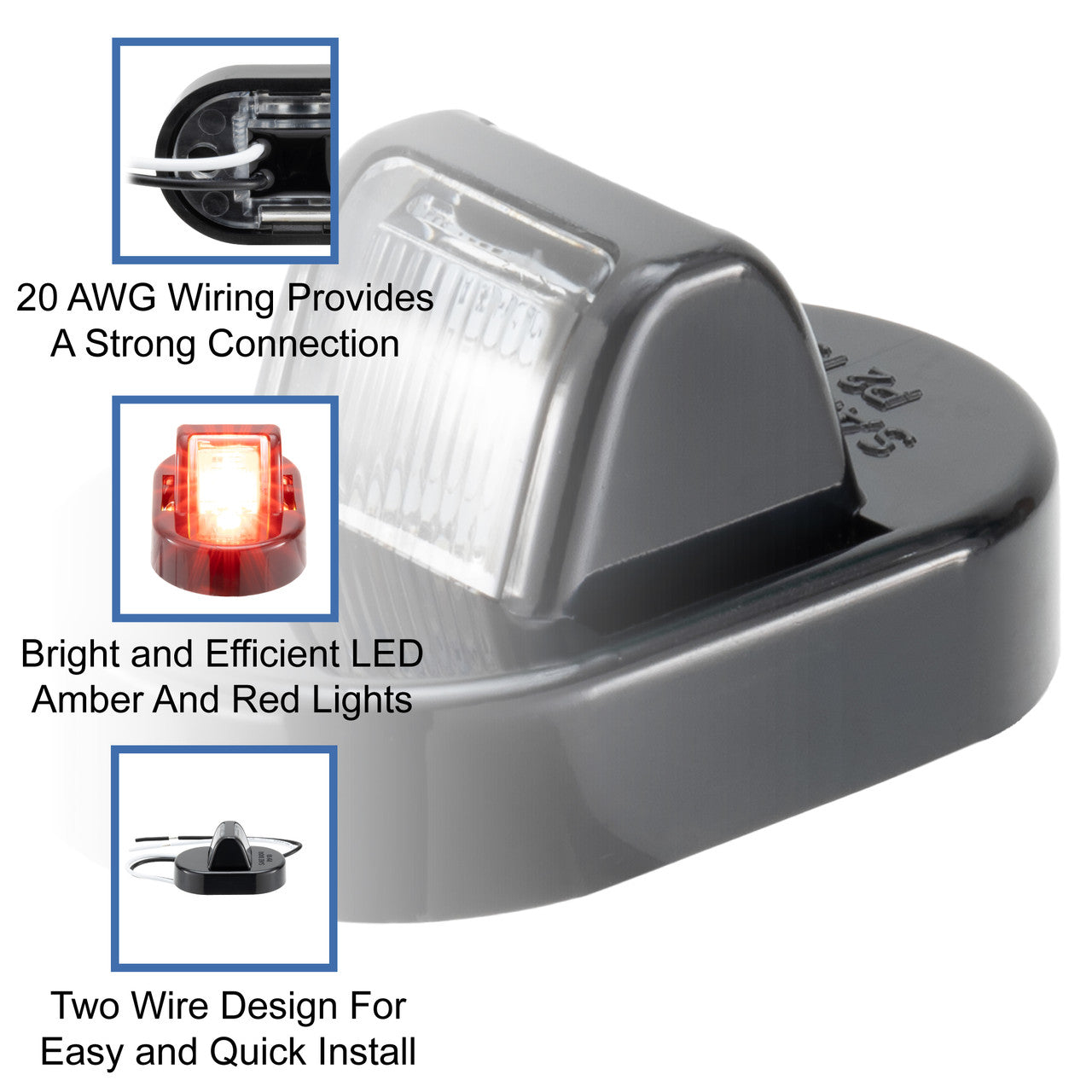 Trailer Fender Light Set | Red and Amber Clearance Marker Lights | Black Cover