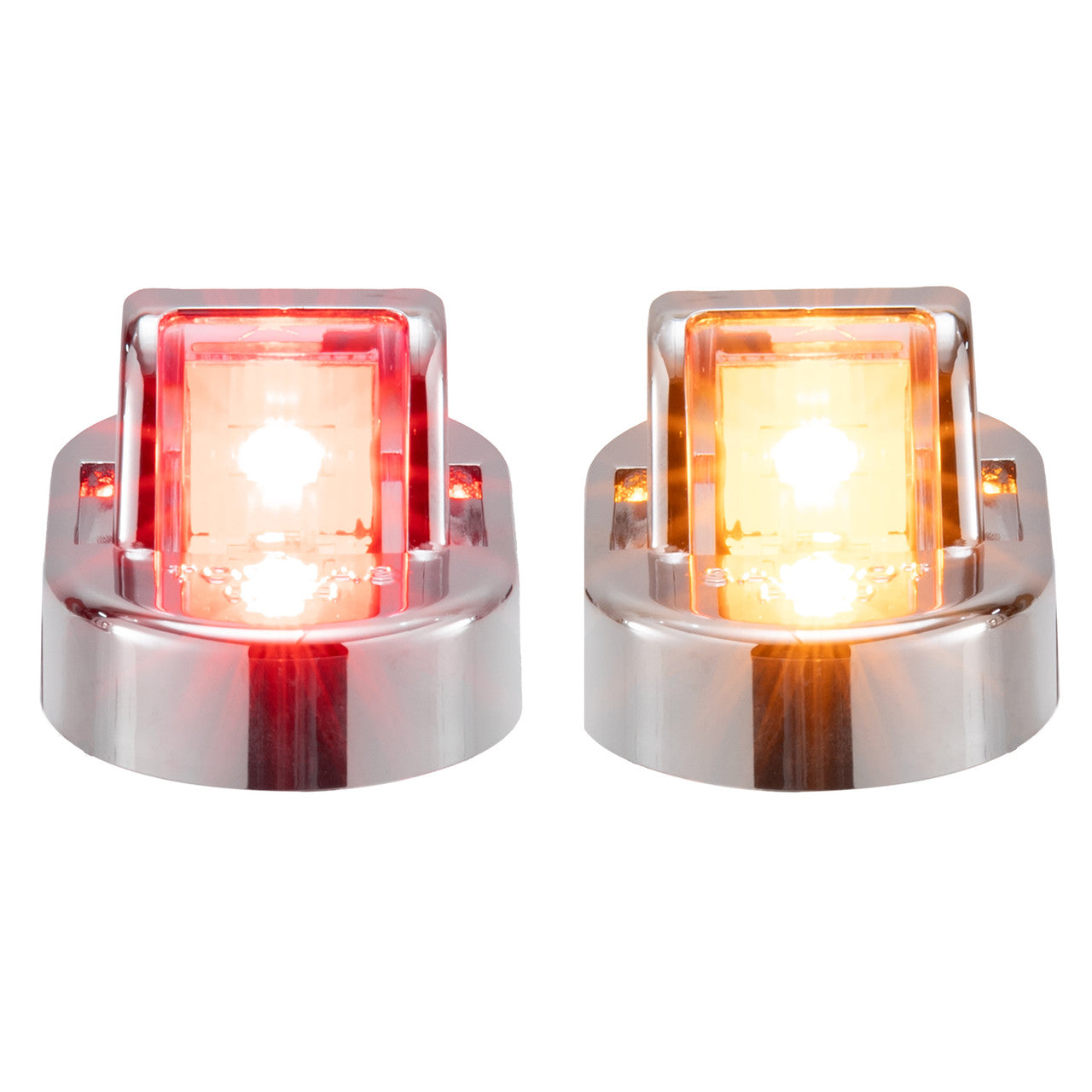 Trailer Fender Light Set | Red and Amber Clearance Marker Lights | Chrome Cover
