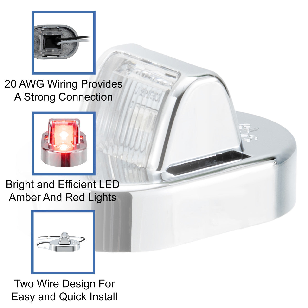 Trailer Fender Light Set | Red and Amber Clearance Marker Lights | Chrome Cover
