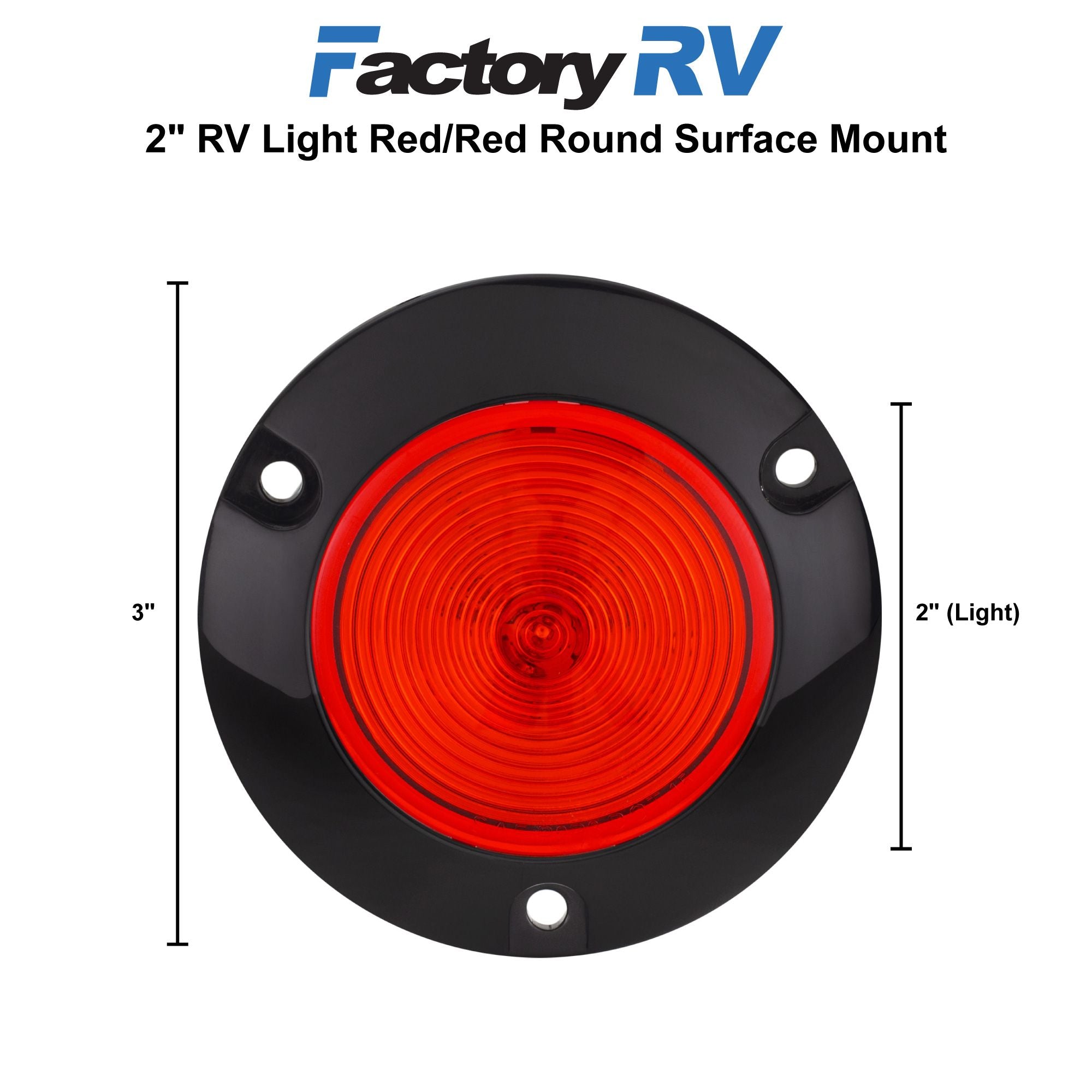 RV 2" LED Surface Mount Light | Round Red/Red Trailer Marker or Clearance Light | Improved Visibility & Safety