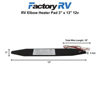 RV 12V Elbow Heater Pad 3" x 13"