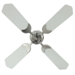 36" 12V Ceiling Fan Brushed Nickel Housing with White Blades