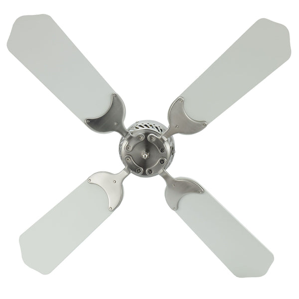 36" 12V Ceiling Fan Brushed Nickel Housing with White Blades