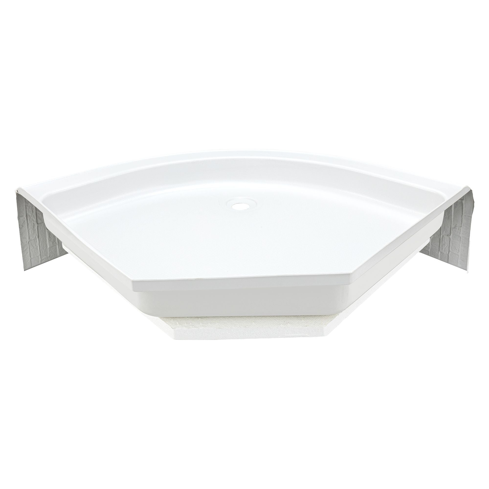 RV Shower Pan Corner Drain 32 ¾" x 32 ¾" x 9 ½" | White