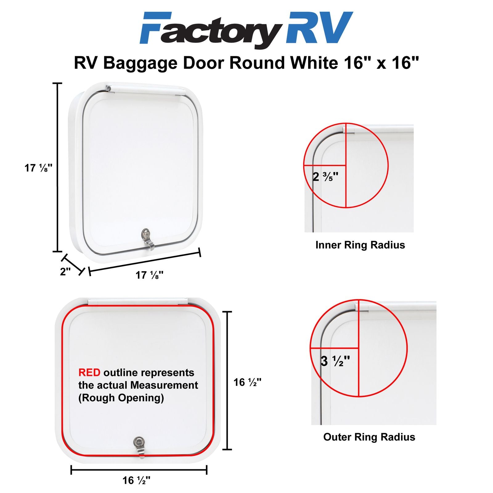 RV Compartment Door | Round | White | 16" X 16"