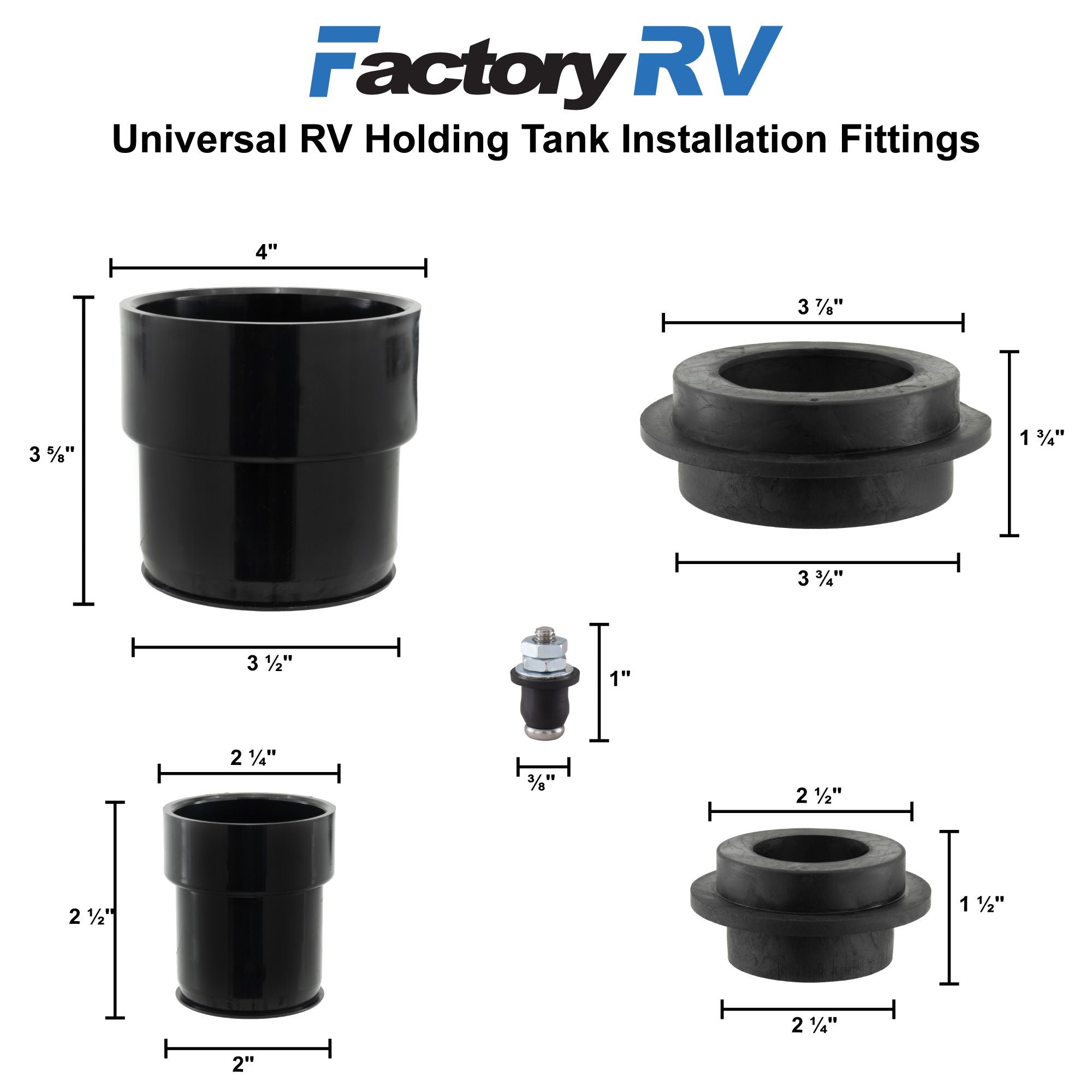 RV Holding Tank Installation Fittings Kit | Universal