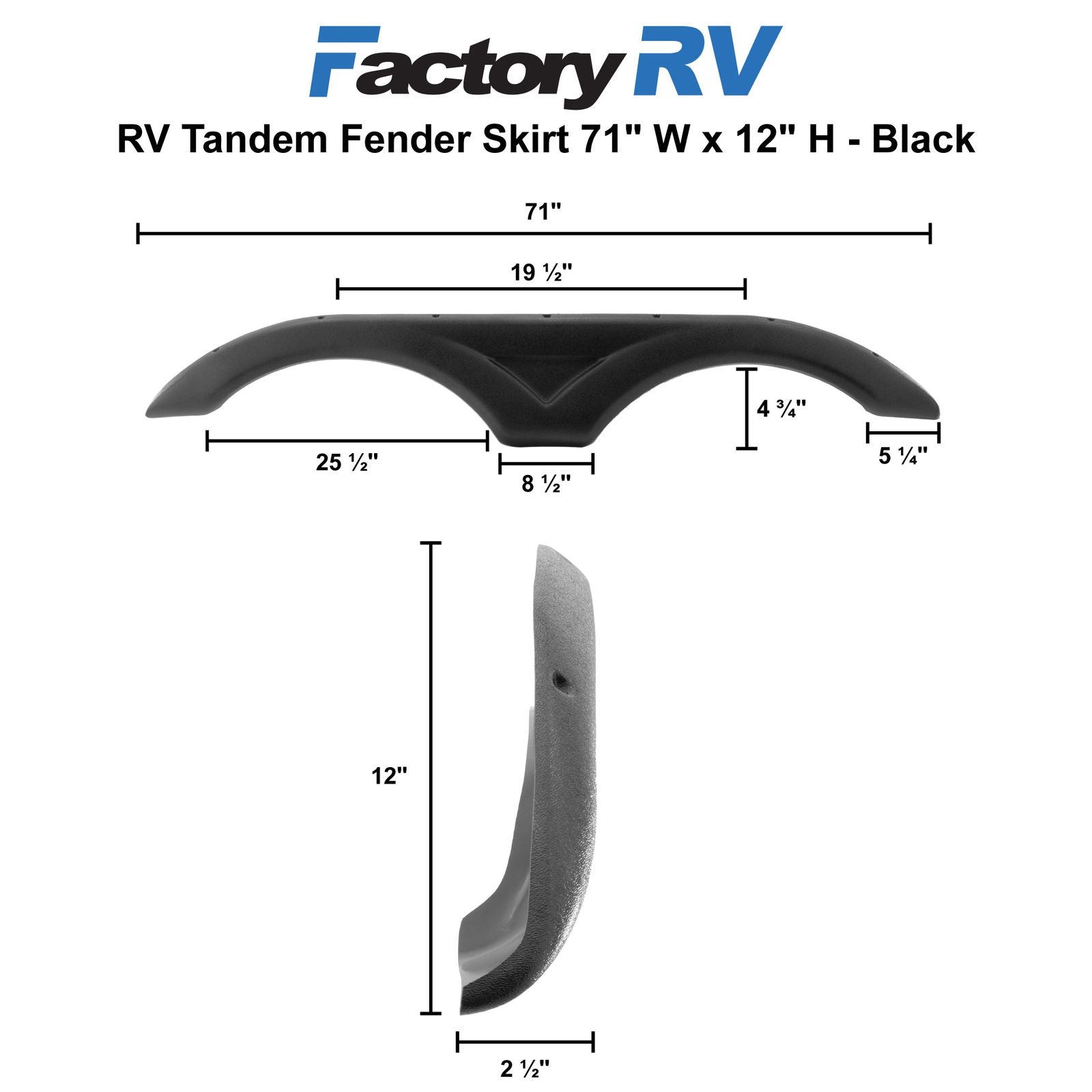 RV Tandem Fender Skirt | 71" W x 12" H | Fits Dutchman Kodiak KRV451320