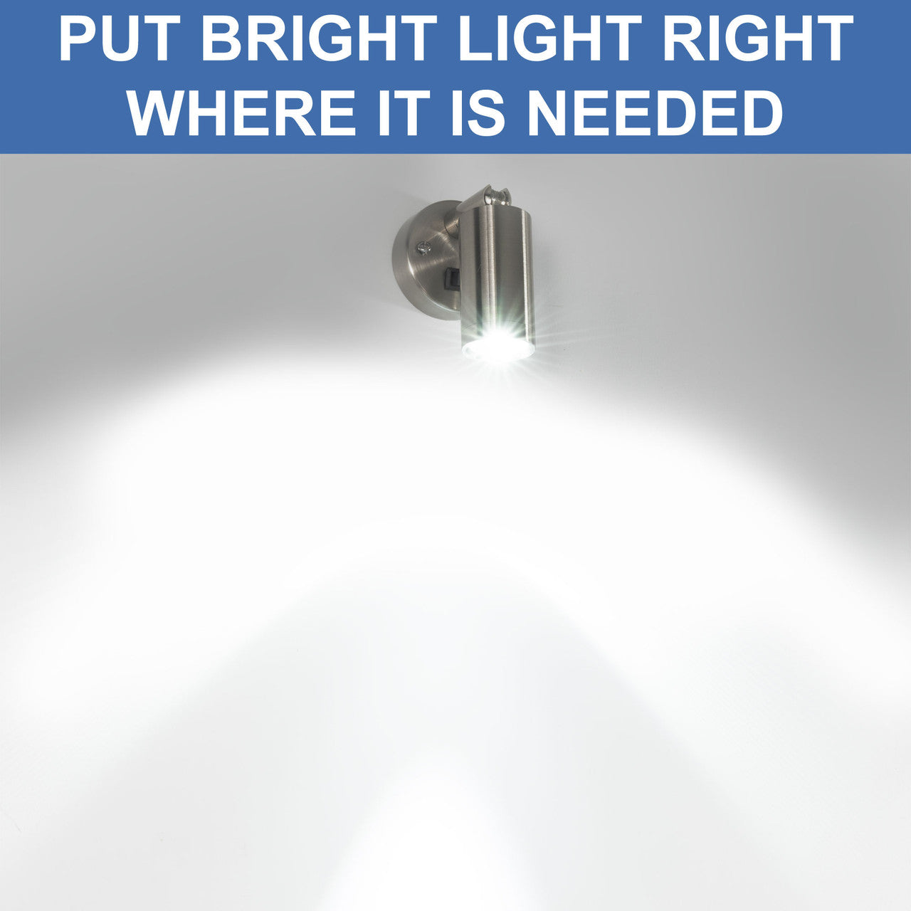 RV Reading Wall Light |12V LED | Interior Lighting | Satin Nickel with Swivel