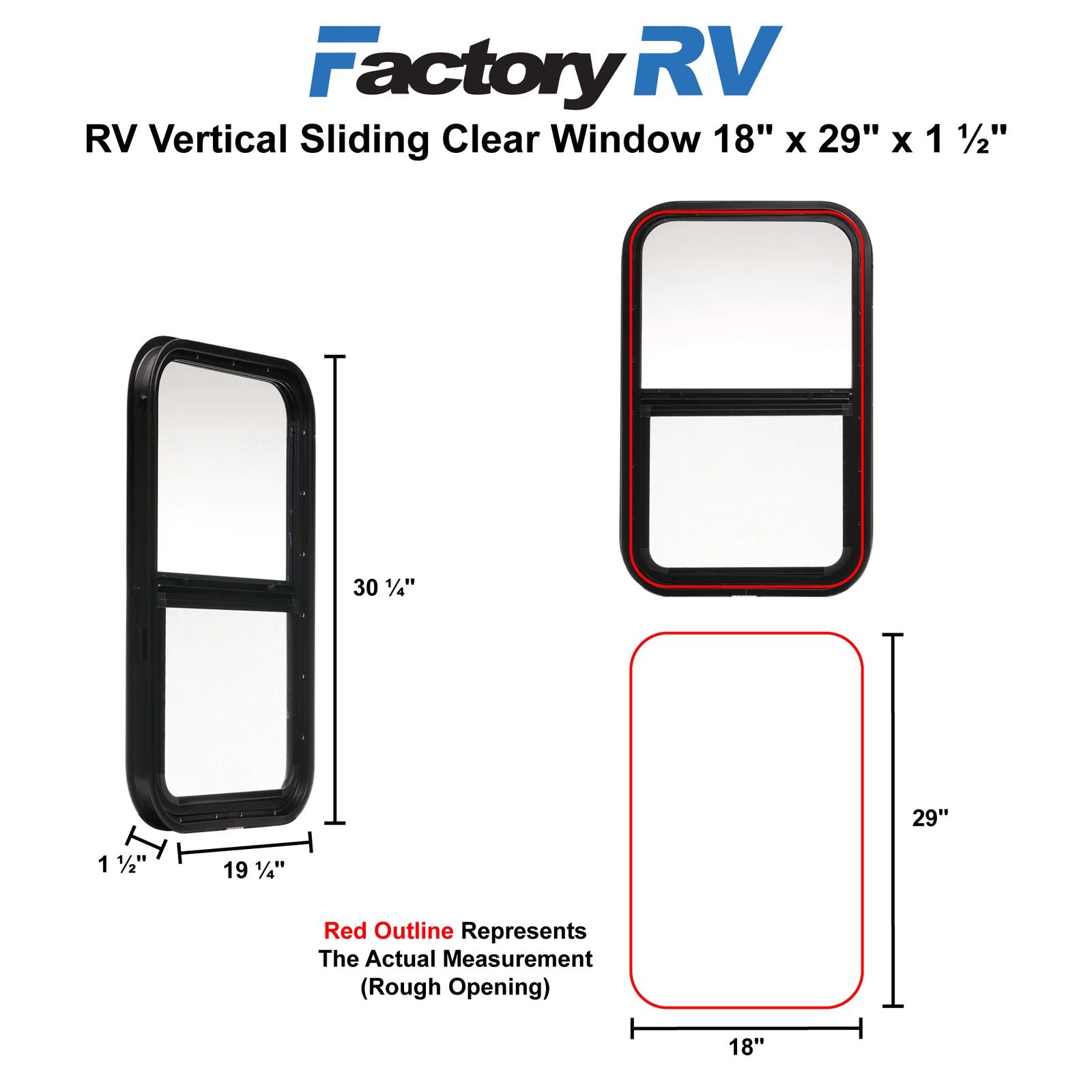 RV Window | Teardrop | 18" x 29" x 1 ½"