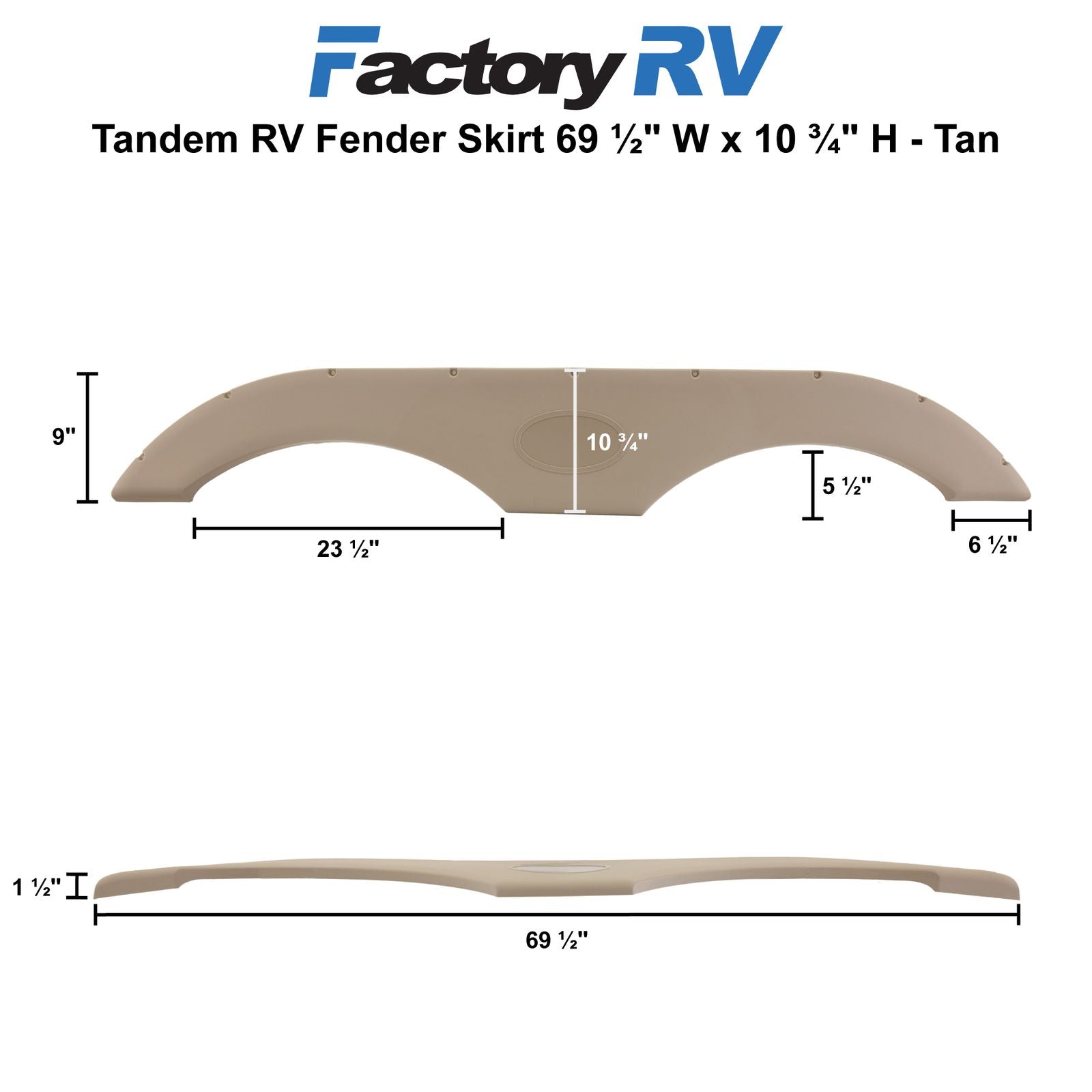 Tandem RV Fender Skirt | 69 ½" W x 10 ¾" H